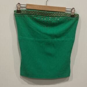 Vintage Cache Womens Knit Studded Tube Top Size M Kelly Green Going Out Rave